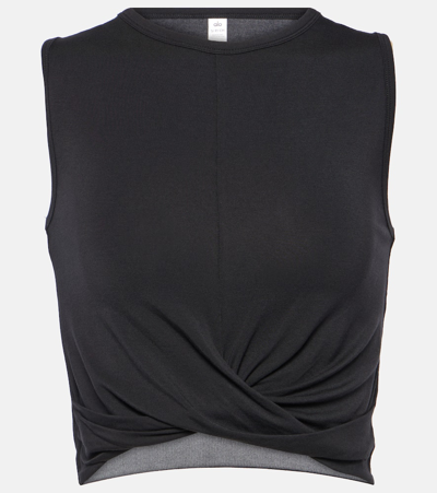 Alo Yoga Cover Draped Jersey Tank Top In Black