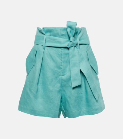 Adriana Degreas Orquidea High-rise Linen Shorts In Blue