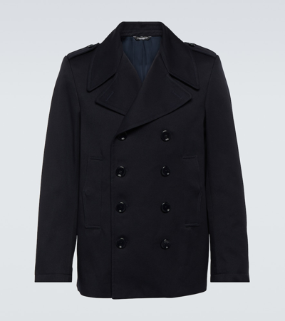 Dolce & Gabbana Cotton Peacoat In Blue