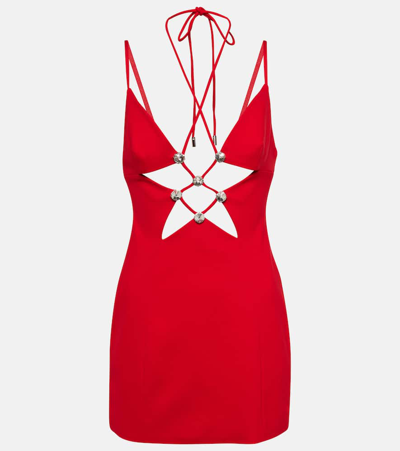 AREA CUTOUT EMBELLISHED JERSEY MINIDRESS