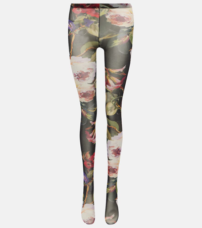 Dolce & Gabbana Logo-print Ski Leggings In Graffiti Bco/f.nero