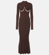 DION LEE DOUBLE UNDERWIRE RIBBED-KNIT MAXI DRESS