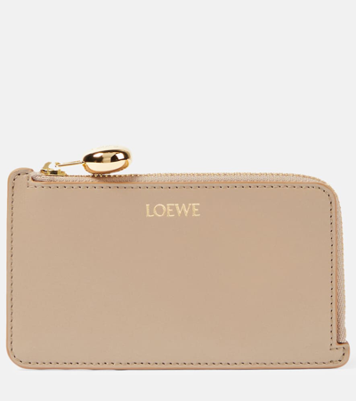 Loewe Leather Card Holder In Nude & Neutrals