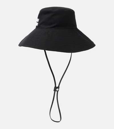 Miu Miu Logo Cotton Drill Bucket Hat In Black