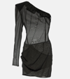 The Mannei Sofia One-shoulder Silk-blend Minidress In Black