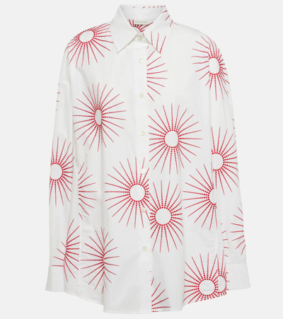 Dries Van Noten Printed Cotton Poplin Shirt In White