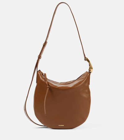 Jil Sander Moon Medium Leather Shoulder Bag In Brown