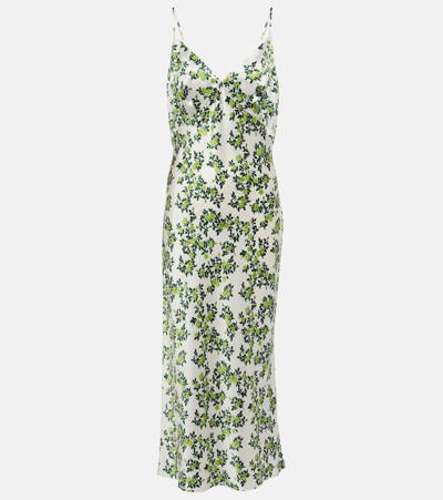 Emilia Wickstead Trinny Silk Pyjama Long Dress In 화이트,그린