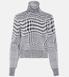 Burberry Houndstooth Wool-blend Turtleneck Sweater In Grey