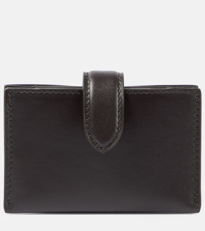 The Row Leather Card Case In Black
