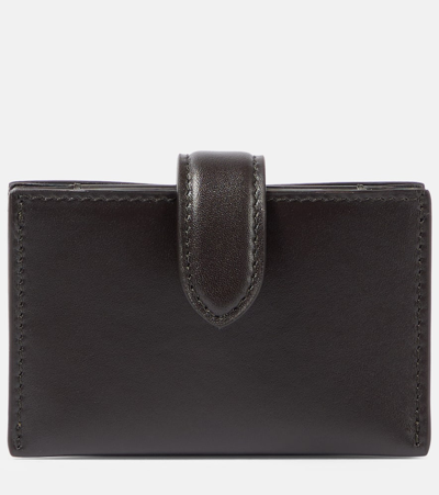 The Row Leather Card Case In Brown