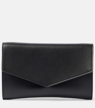 The Row Envelope Leather Crossbody Bag In Black