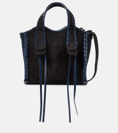 Chloé Mony Small Suede Tote Bag In Blue