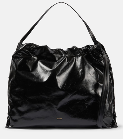 Jil Sander Empire Leather Shoulder Bag In Black