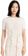 Acne Studios Beige Ruffle T-shirt In Ecru Beige