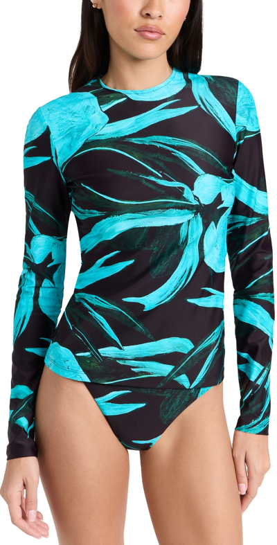 Louisa Ballou Surfer's Paradise Top Turquoise Flower