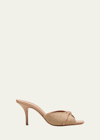 Malone Souliers Patricia 70mm Canvas Mules In Beige