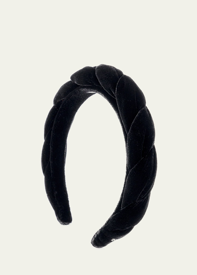 Alexandre De Paris Twisted Velvet Headband In Black