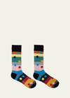 Paul Smith Men's Enrique Stripe Polka Dot Crew Socks In 79
