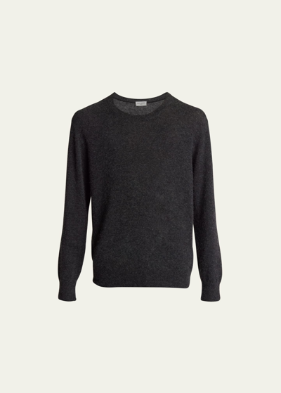 Saint Laurent Men's Cashmere-silk Sweater In Ash/pr.blu