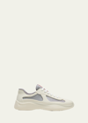 Prada Men's Americas Cup Rubber Trainer Sneakers In Cream