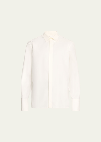 Saint Laurent Men's Stiff Poplin Dress Shirt In White