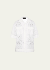 SIMONE ROCHA MEN'S BRODERIE ANGLAISE RELAXED CAMP SHIRT