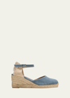Castaã±er Carol Canvas Ankle-strap Wedge Espadrilles In Citadel