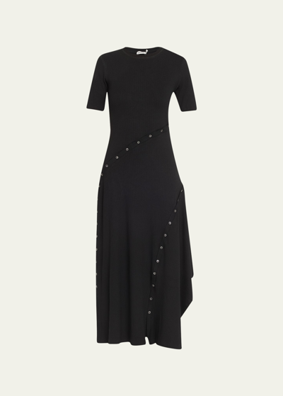 Simkhai Toma Convertible Ribbed-knit Midi Dress In Black