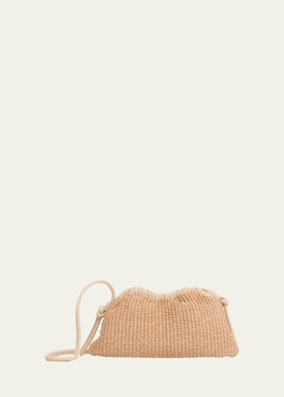 Mansur Gavriel Cloud Mini Raffia Clutch Bag In Natural Raffia/avorio