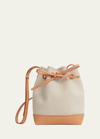 Mansur Gavriel Mini Drawstring Canvas Bucket Bag In Natural