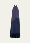 Simkhai Hazel Pleated Crepe Halterneck Midi Dress In Midnight