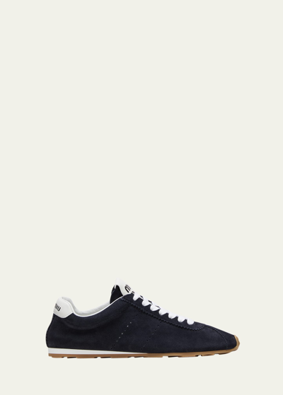 MIU MIU SUEDE BICOLOR RETRO TRAINER SNEAKERS