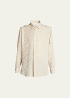 Saint Laurent Polka-dot Silk Shirt In Biscotto