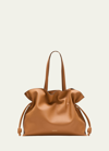 Loewe Flamenco Large Leather Shoulder Bag In Warm Desert
