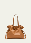 Loewe Flamenco Large Clutch Bag In Napa Leather With Blind Embossed Anagram In Warm Desert