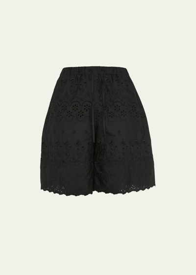 SIMONE ROCHA MEN'S BRODERIE ANGLAISE EASY DRAWSTRING SHORTS