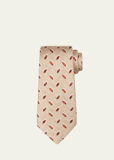 Kiton Men's Silk Teardrop-print Tie In Lt Brwn