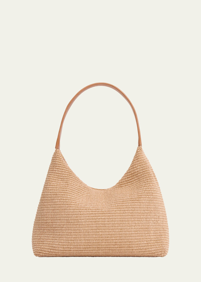 Mansur Gavriel Candy Zip Raffia Shoulder Bag In Natural