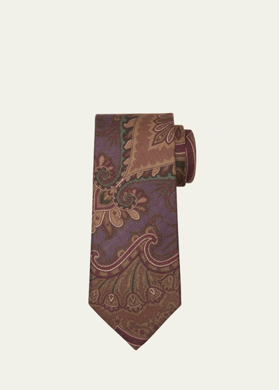Ralph Lauren Men's Antique Paisley Cashmere-silk Tie In Brown