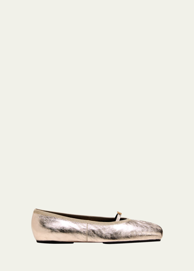 Givenchy Metallic 4g Ballerina Flats In Dusty Gold