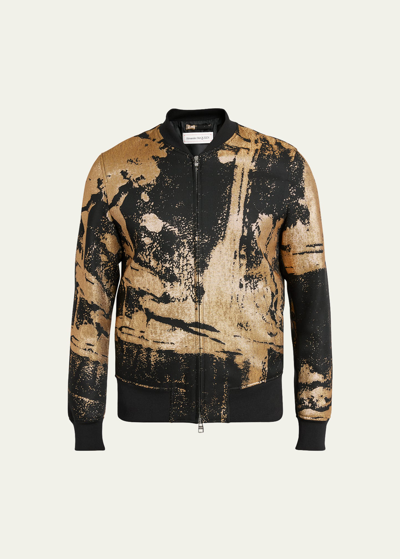 Alexander Mcqueen Men's Goil Foil Bomber Jacket In Blackgold