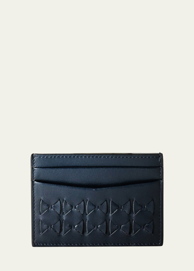 Serapian Men's Mosaico Leather Card Case In Navy Blue