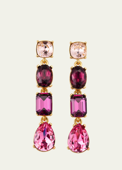 Oscar De La Renta Large Gallery Earrings In Pink Multi