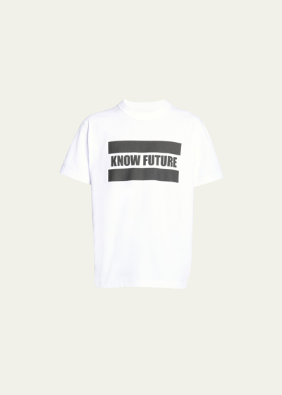 Sacai Men's Know Future Typography Jersey T-shirt In White