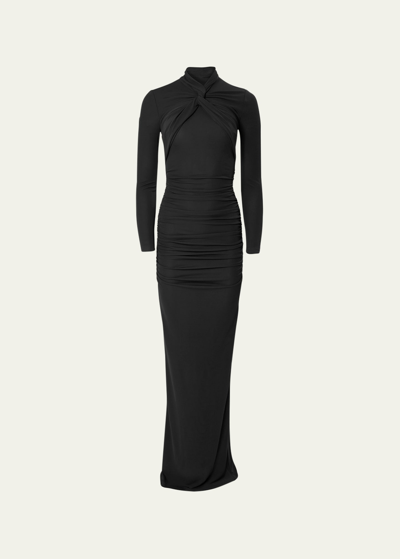 Carolina Herrera Gathered Jersey Gown In Black