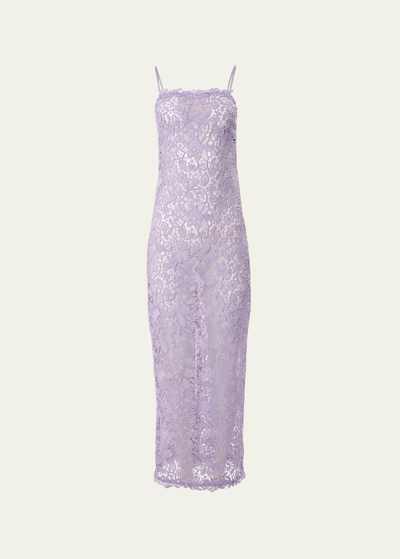Carolina Herrera Lace Column Gown In Lilac