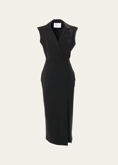 Carolina Herrera Sleeveless Trench Midi Dress In Black