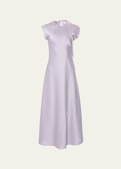 Carolina Herrera Sleeveless Satin Midi Dress In Purple