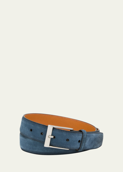 Magnanni Men's Telante Suede Belt In Indigo Suede